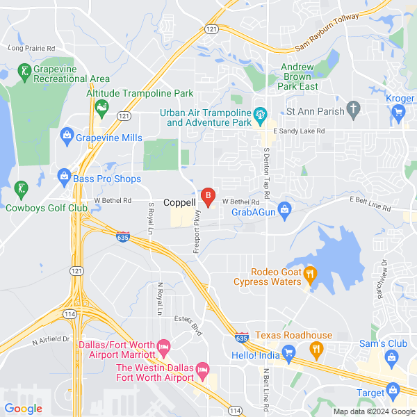 Coppell Towing & Roadside Assistance location map: 537 Houston St, Coppell, Coppell, TX